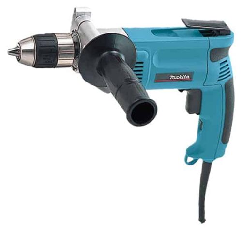 Makita DP4003 električna bušilica s crnim nastavkom i plavim kućištem.