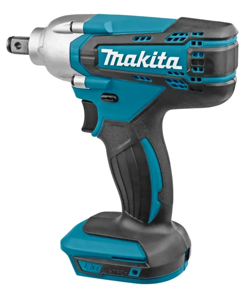 Makita DTW190Z aku udarni odvijač prikazan s plastičnim kućištem i gumiranim držajem.