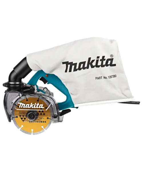 Makita dijamantna rezalica 4100KB s plavim ručkom i zaštitnim poklopcem, 125 mm disk.