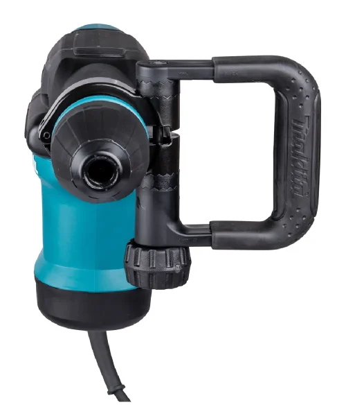 Makita HM0871C udarni čekić s crnim i plavim kućištem i ergonomski dizajnom za udobnu upotrebu.