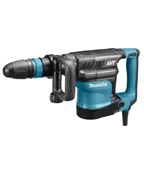 Makita HM1111C udarni čekić s plastičnim kućištem i ergonomski oblikovanom ručkom.