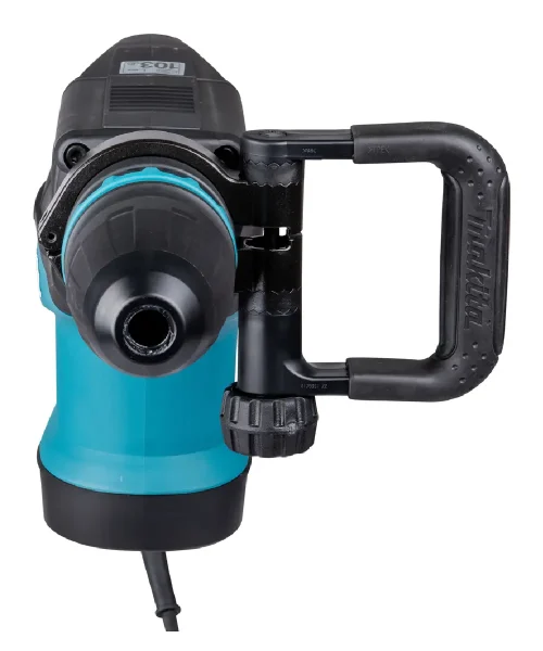 Makita HM1203C udarni čekić s crnim i plavim dizajnom, ergonomska ručka i snažan motor.