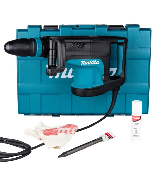 Makita HM1203C udarni čekić s torbom, nastavkom i mazivom za održavanje.