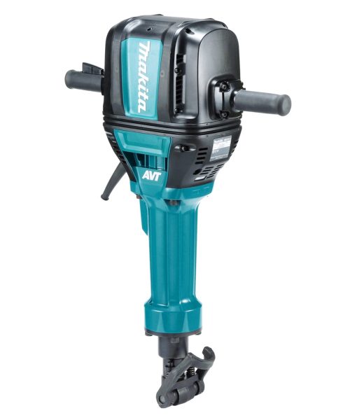 Makita HM1812 udarni čekić s crnim i plavim kućištem i horizontalnim ručkama.