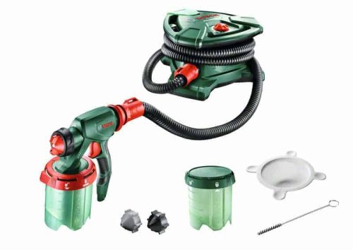 Bosch PFS 5000 E sustav za prskanje boje s crijevom, nastavcima i priborom za bojanje.