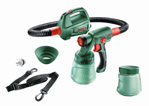 Bosch PFS 2000 sustav za prskanje boje s crijevom, maskom, nastavkom i dodatnom posudom.