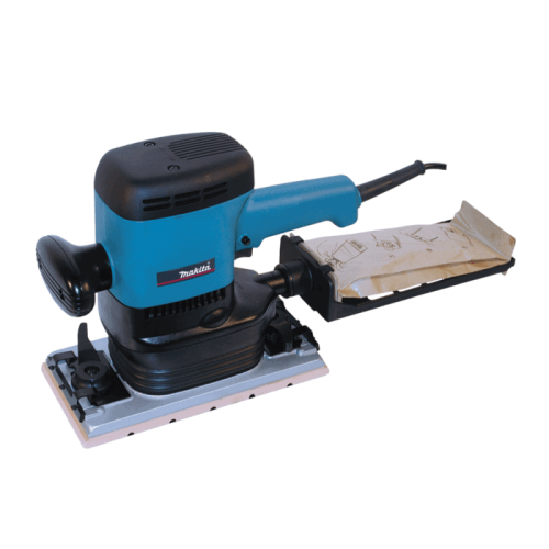 Makita oscilirajuća brusilica 9046 s plastičnim kućištem i nastavkom za brušenje.