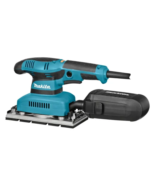 Makita BO3711 oscilirajuća brusilica s crnim i plavim kućištem i baterijom.