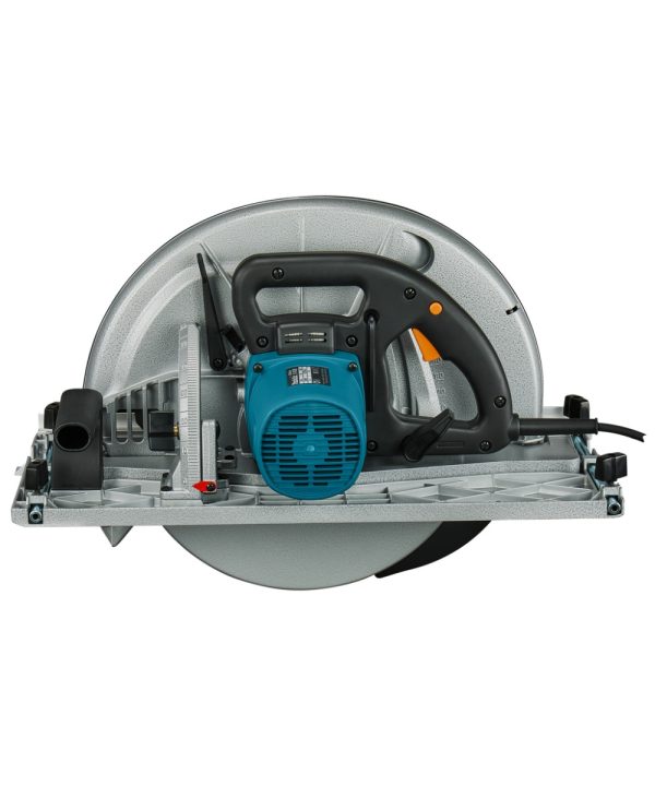 Makita 5143R ručna kružna pila za rezanje drva i sendvič panela, s plavim motorom i crnim držačem.