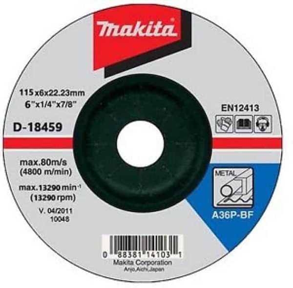 Makita brusna ploča 115x6 mm D-18459 za metalno brušenje, prikazana na slici.