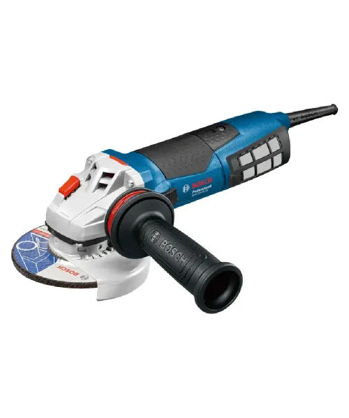 Bosch kutna brusilica PRO GWS 19-125 CIE s crnim i plavim kućištem, priključkom za napajanje i zaštitom za disk.