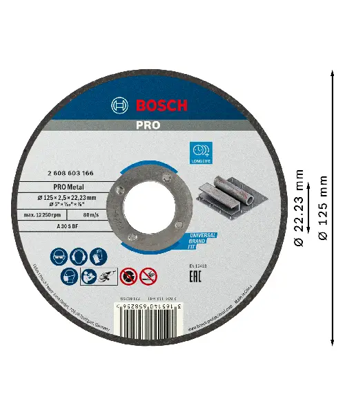 BOSCH rezna ploča za metal ravna Standard 125×2,5 mm