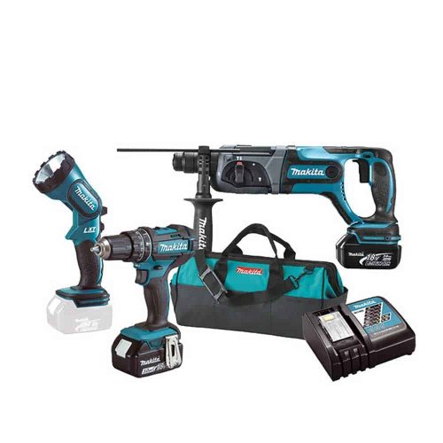 MAKITA aku set DLX3043 – Udarna bušilica DHP482 + Bušaći čekić DHR241Z + Akumulatorska svjetiljka ML185