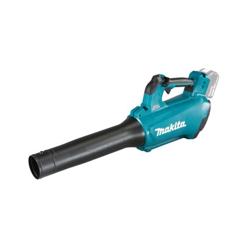 Makita DUB184Z aku puhalo s crnim nastavkom za ventilaciju i hlađenje.