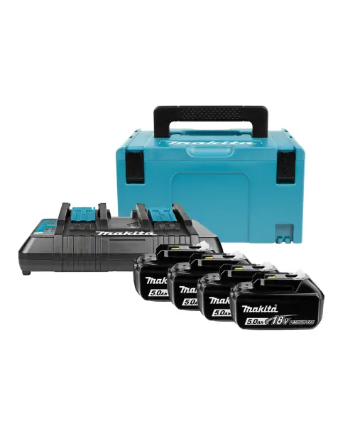 Makita aku POWER SET 4xAku 18V 5,0Ah 1xDC18RD + kovčeg 197626-8 (1)