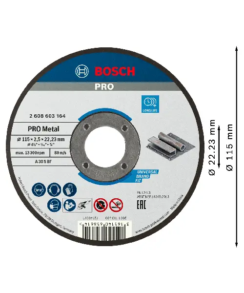 BOSCH rezna ploča za metal ravna Standard 115×2,5 mm