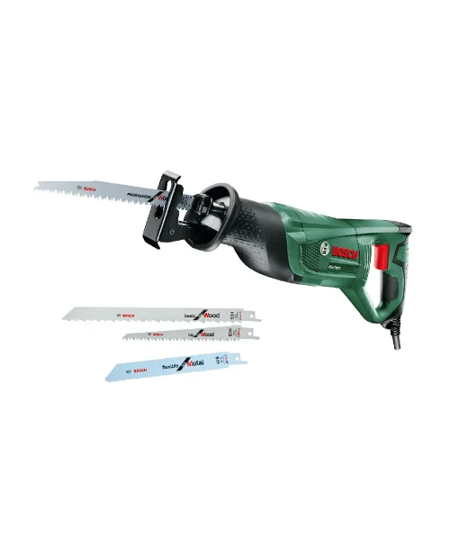 Bosch PSA 700 E sabljasta pila s tri lista pile za rezanje drva i plastike.