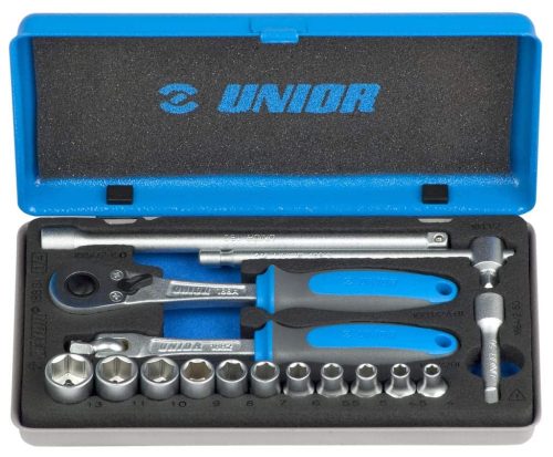 UNIOR set nasadnih ključeva i pribora 1/4″ u metalnoj kutiji 4-13/16