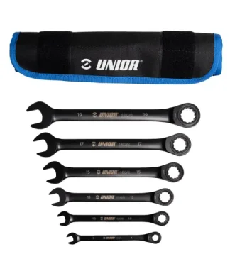 UNIOR set viljuškasto-okastih ključeva 8-19/6 s račnom u torbici