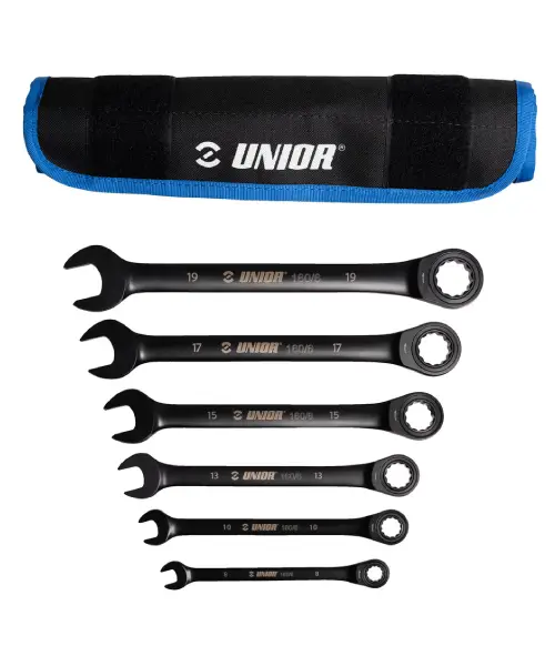 UNIOR set viljuškasto-okastih ključeva 8-19/6 s račnom u torbici