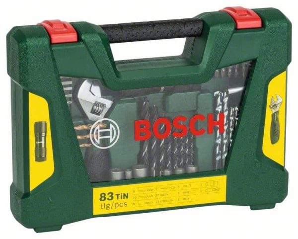 Bosch 83-dijelni set svrdla i bitova s LED svjetiljkom u tvrdoj kutiji.