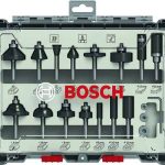 BOSCH 15-dijelni set mješovitih glodala za drvo 6 mm prihvat