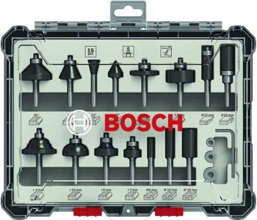 BOSCH 15-dijelni set mješovitih glodala 6 mm prihvat