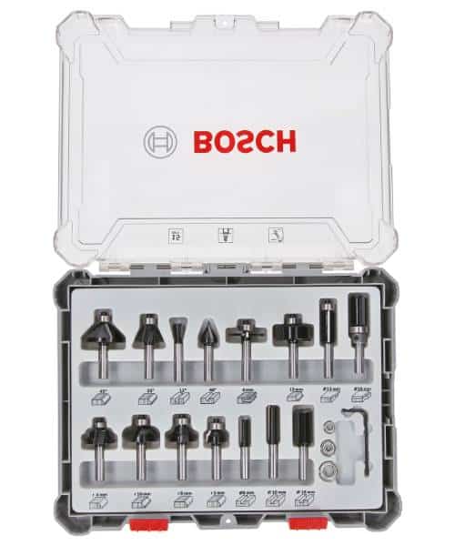 BOSCH 15-dijelni set mješovitih glodala 6 mm prihvat