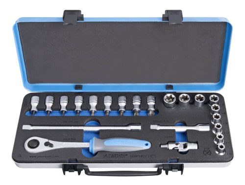 UNIOR set nasadnih ključeva s TX profilom i pribora 1/2″ u metalnoj kutiji