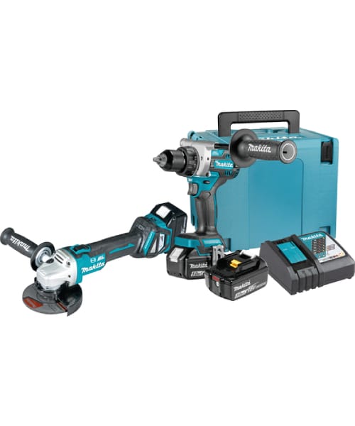 MAKITA aku set DLX2179TJ1 – udarna bušilica DHP484Z + kutna brusilica DGA504Z + kovčeg