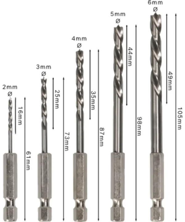 Bosch set svrdla za drvo PRO Wood HSS 2–6 mm uložak 1/4" za bušenje.