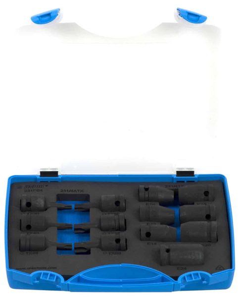 Set od 13 Torx ključeva UNIOR s plastičnim kovčegom, prikazano u otvorenom stanju.