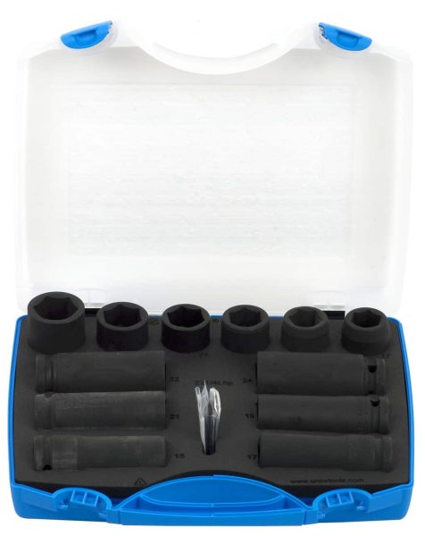 Set od 14 udarnih nasadnih ključeva UNIOR 1/2" u plastičnoj kutiji.