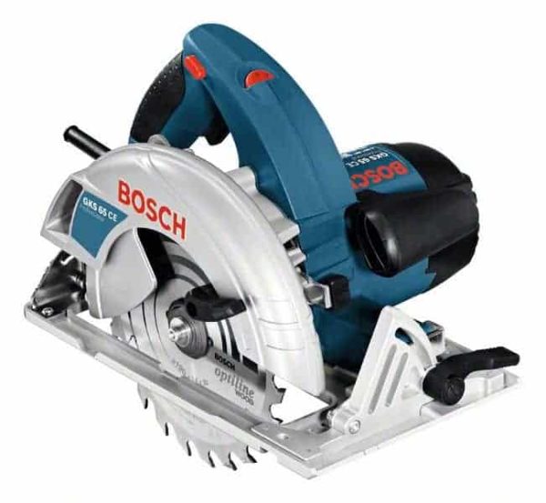 Bosch GKS 65 ručna kružna pila prikazana s metalnim oštricama i plastičnim kućištem.