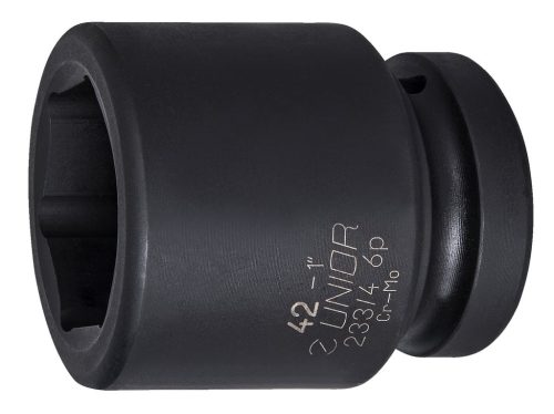 UNIOR udarni nasadni ključ 22 mm za 1" osovinu, crni, prikazan s otvorom za utor.