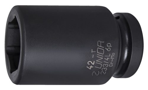 Udarni nasadni ključ UNIOR 1" dužine 22-80 mm, crne boje, prikazan s otvorom za pričvršćenje na alat.