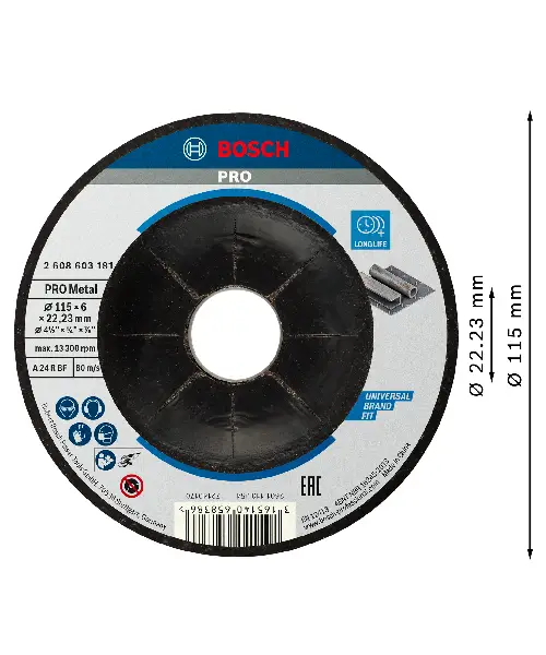 BOSCH brusna ploča za metal koljenasta Standard 115×6 mm