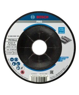 BOSCH brusna ploča za metal koljenasta Standard 115×6 mm