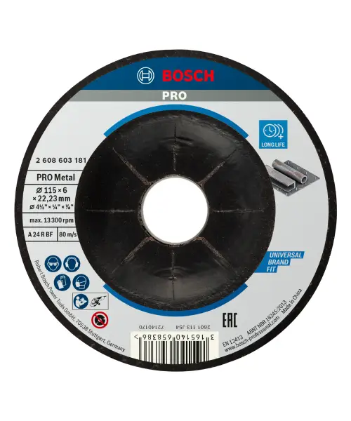 BOSCH brusna ploča za metal koljenasta Standard 115×6 mm