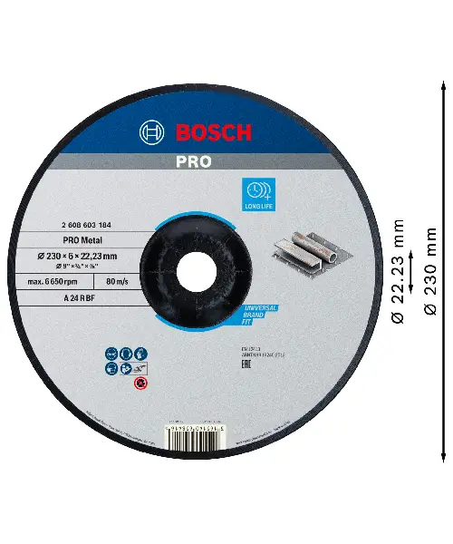 BOSCH brusna ploča za metal koljenasta Standard 230×6 mm