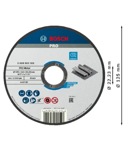 BOSCH rezna ploča za metal ravna Standard 125×1,6 mm