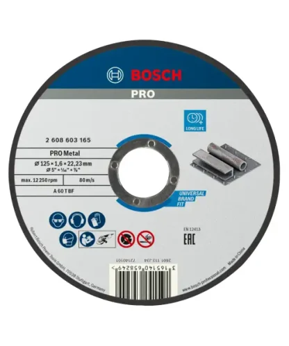 BOSCH rezna ploča za metal ravna Standard 125×1,6 mm