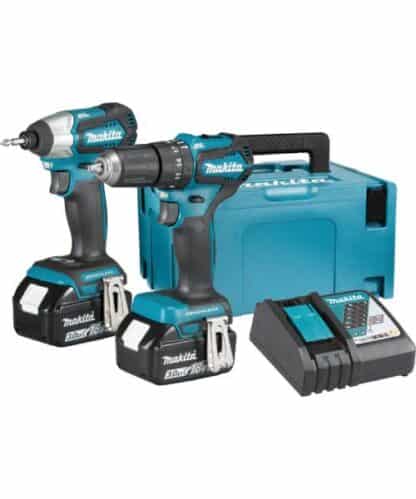 MAKITA aku set DLX2221J- udarna bušilica-odvijač DHP483 + udarni odvijač DTD155 + 38-dijelni set bitova i svrdla B-54106