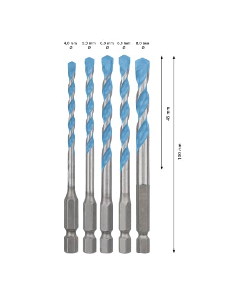 BOSCH 5-dijelni set višenamjenskih svrdla Pick & Click EXPERT HEX-9 Multi Construction