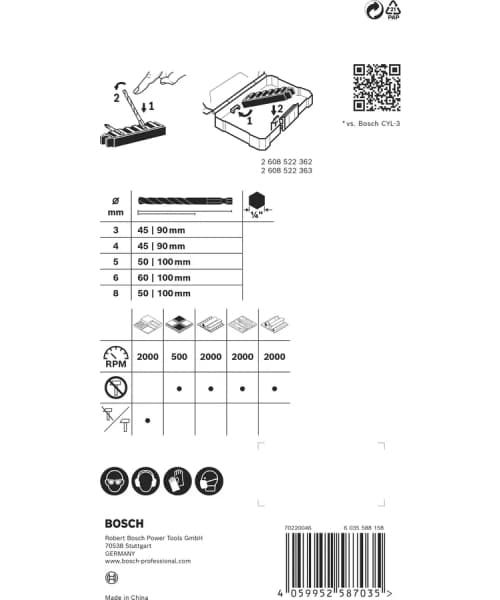 BOSCH 8-dijelni set višenamjenskih svrdla Pick & Click EXPERT HEX-9 Multi Construction
