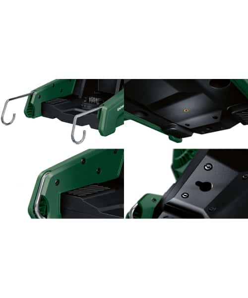 Detalji Bosch UniversalFan 18V-1000 aku ventilatora s crnim i zelenim dijelovima.