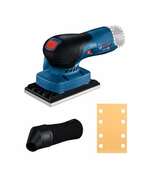 Bosch GSS 12V-13 aku oscilirajuća brusilica s nastavkom i pločom za brušenje.