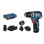 BOSCH aku bušilica-izvijač GSR 12V-35 FC + 4 nastavka 2xAku 12V 3,0Ah + L-BOXX