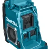Makita aku radio MR001GZ s priključcima za napajanje i zvučnikom.