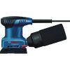 Bosch PRO GSS 140 A oscilirajuća brusilica s crnim nastavkom za brušenje i plavi kućište.
